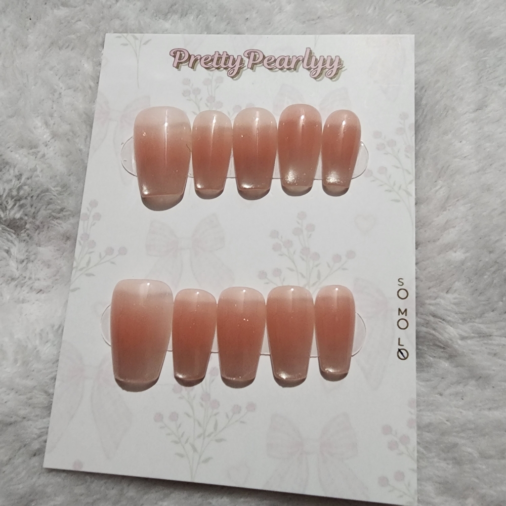 Pretty Pearlyy Ombre Peach Press-On Nails
